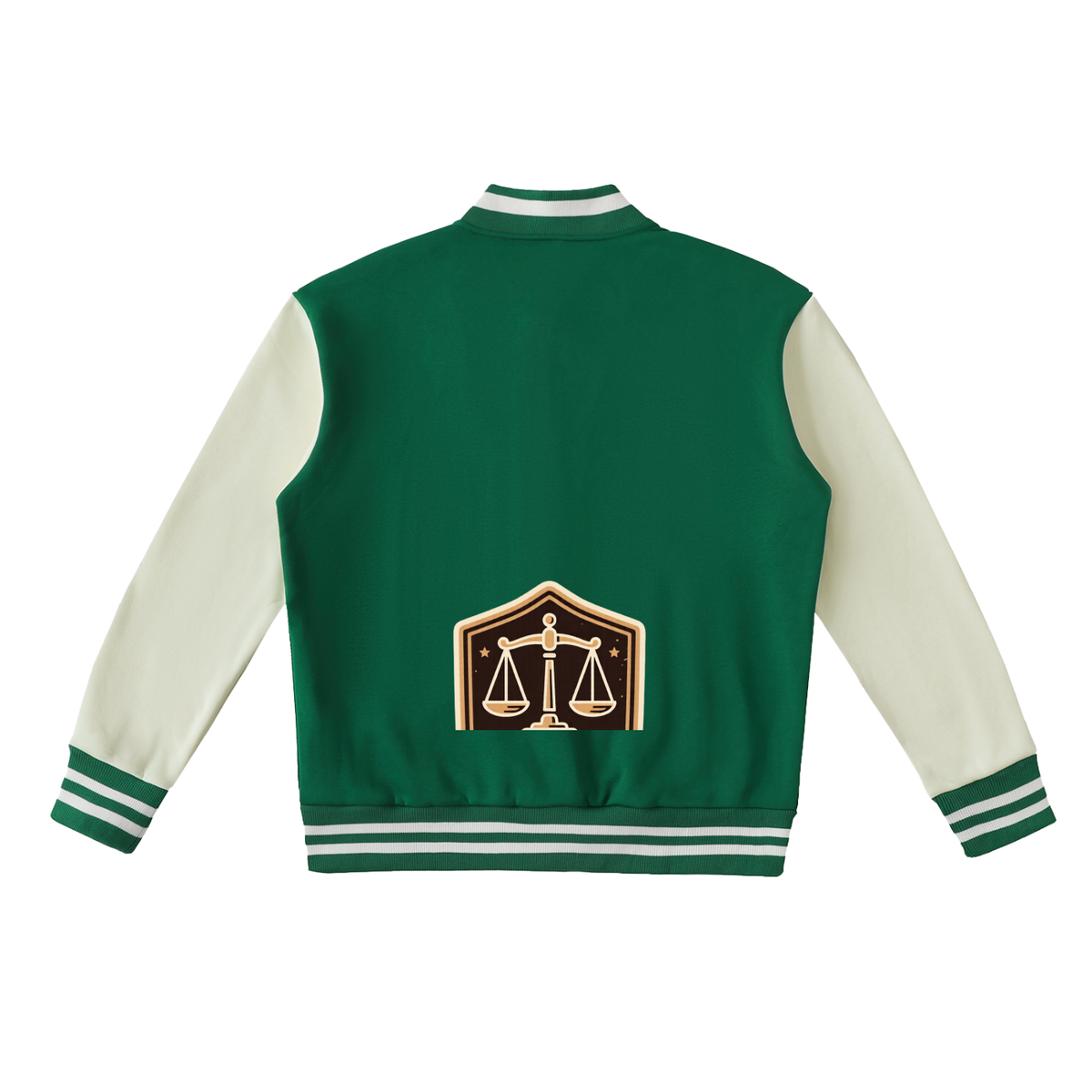 Justice Libra scale Two-Tone Fleeced Varsity Jacket