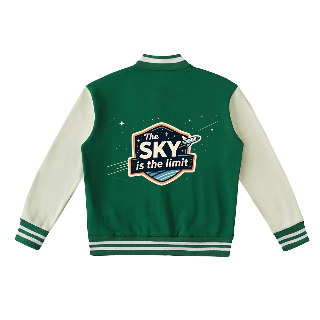 The sky is the limit Two-Tone Fleeced Varsity Jacket
