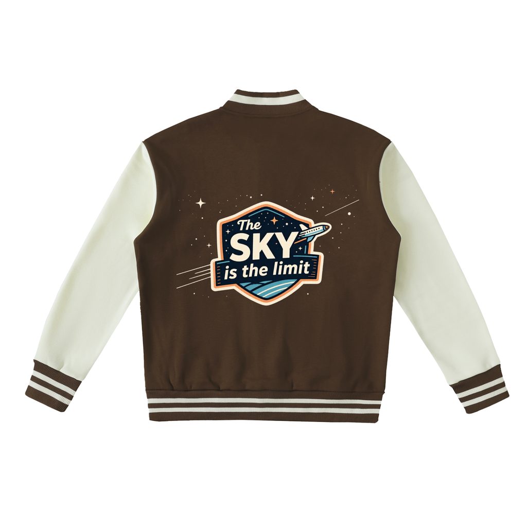 The sky is the limit Two-Tone Fleeced Varsity Jacket