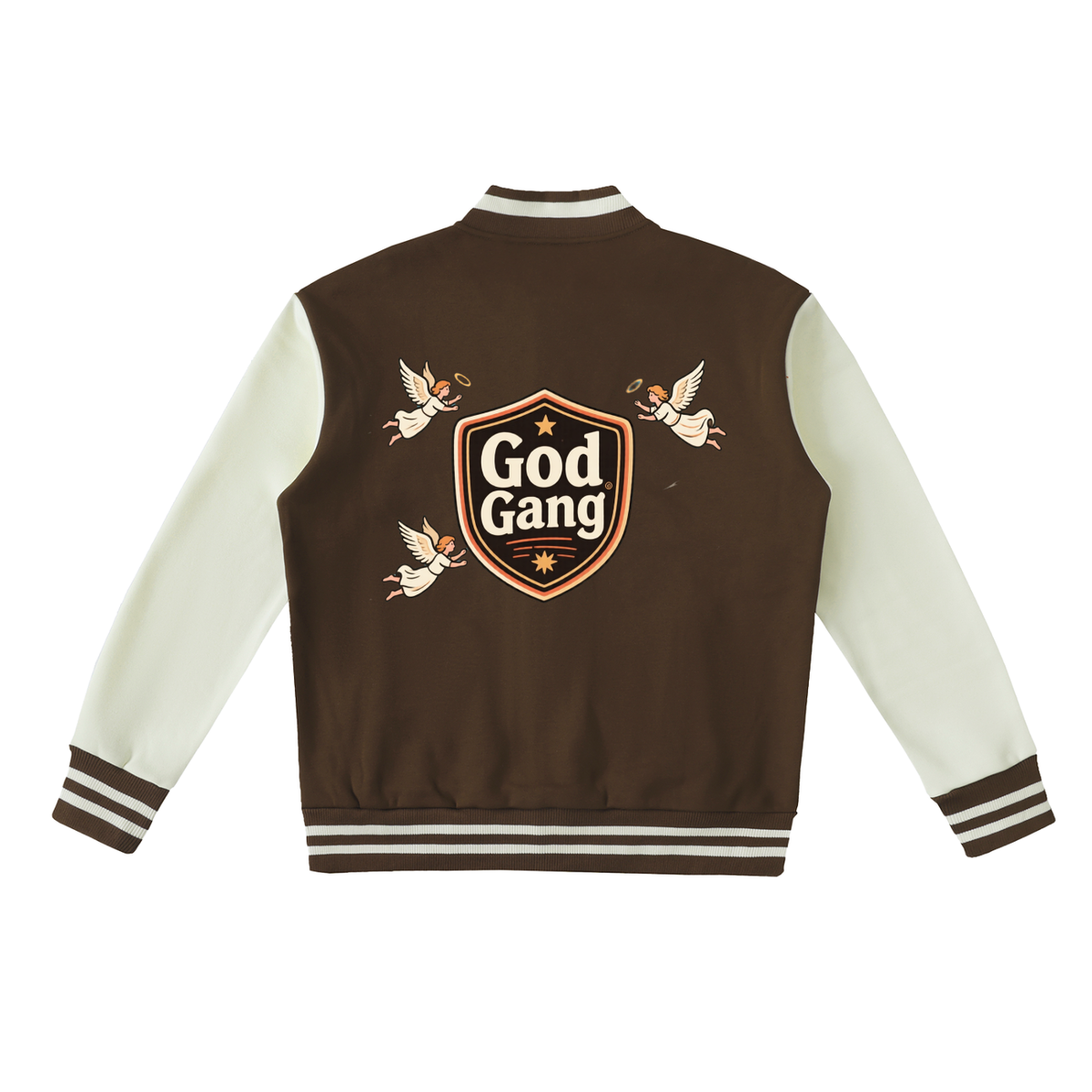 Two-Tone God Gang Fleeced Varsity Jacket