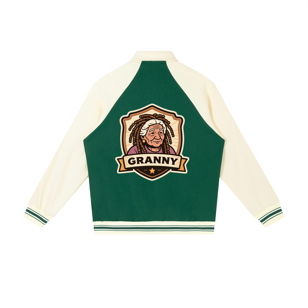 Granny baby Contrast Raglan Sleeve Baseball Jacket