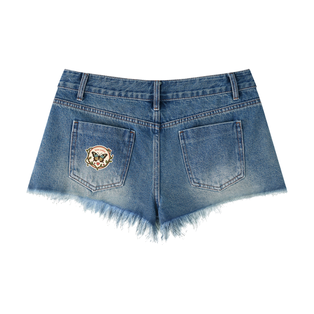 Love Yatta Vintage Wash Raw Hem Denim Shorts Limited