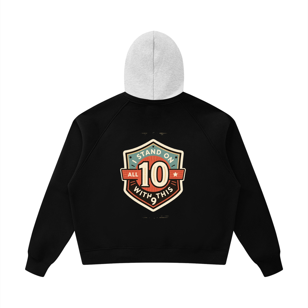 Stand on 10 with this 9 Unisex Fleece Raglan Color Block Hoodie