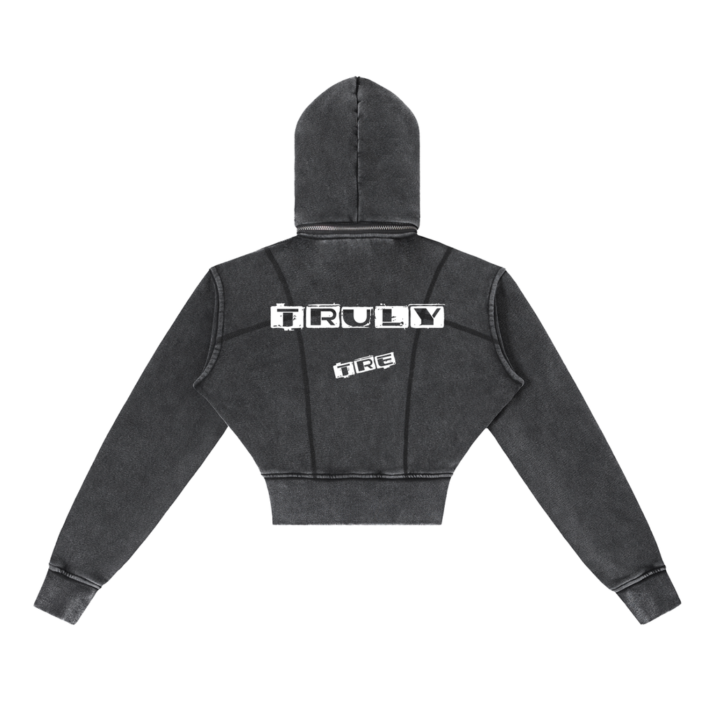 Truly tre Vintage Washed Cropped Fleece Hoodie