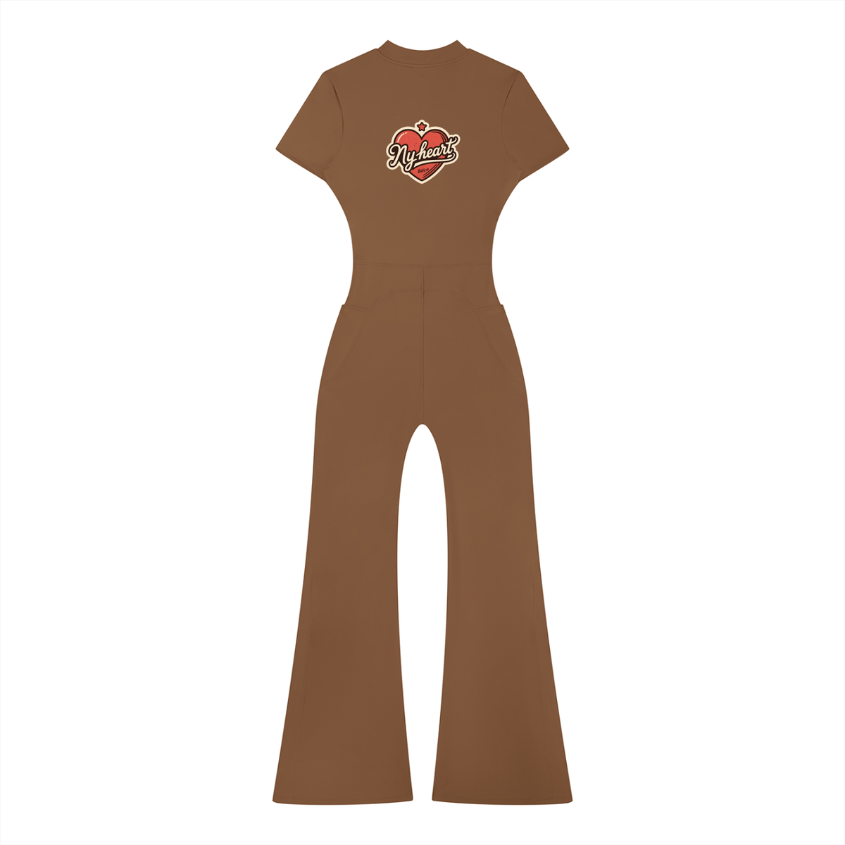 My heart Women’s Tight Flared Leg Quarter-Zip Jumpsuit