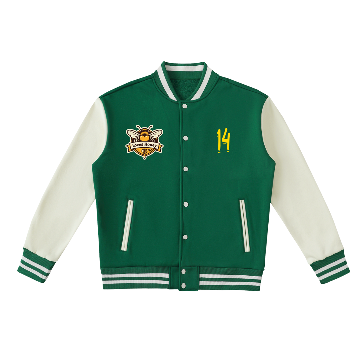 Bee's loves honey Two-Tone Fleeced Varsity Jacket
