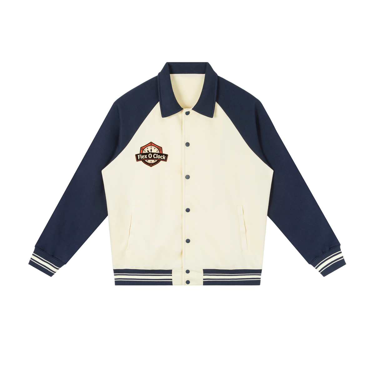 Flex o clock Contrast Raglan Sleeve Baseball Jacket