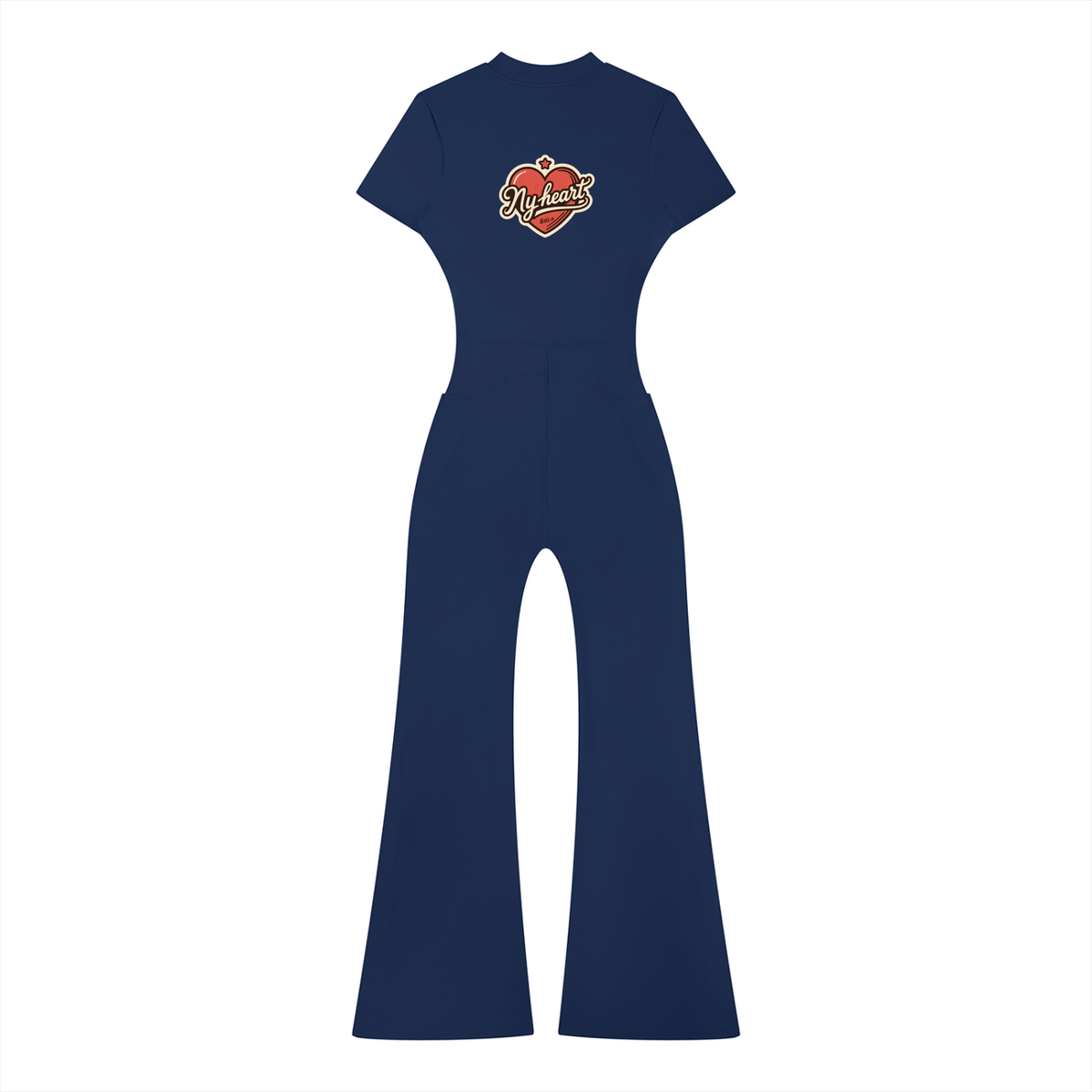 My heart Women’s Tight Flared Leg Quarter-Zip Jumpsuit