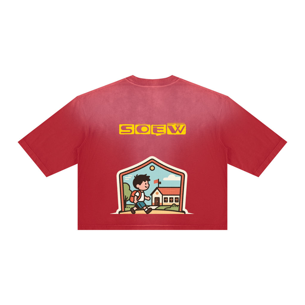 School kid Unisex Vintage Wash Sunfade Boxy T-Shirt