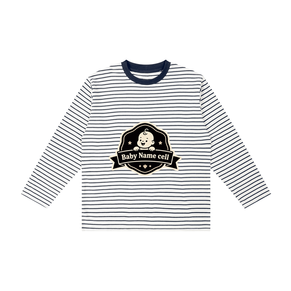 Baby name cell Kid's Striped Long Sleeve T-Shirt
