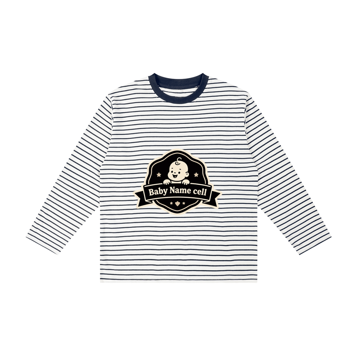 Baby name cell Kid's Striped Long Sleeve T-Shirt
