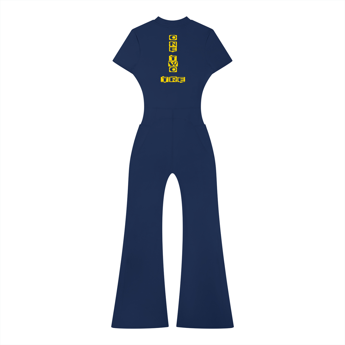 One two tre Women’s Tight Flared Leg Quarter-Zip Jumpsuit