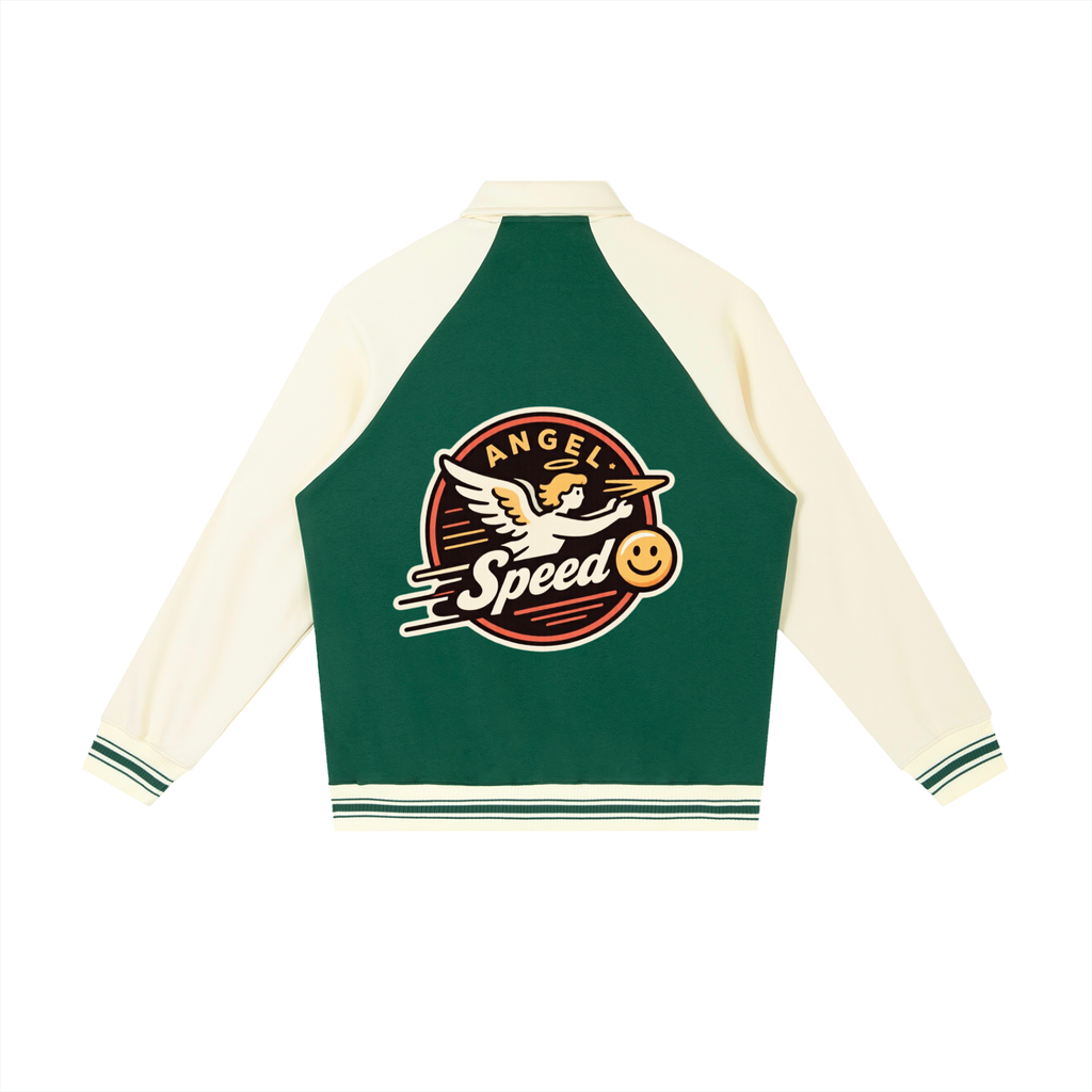 Angel speed  9/7/2026 <Raglan Sleeve Baseball Jacket