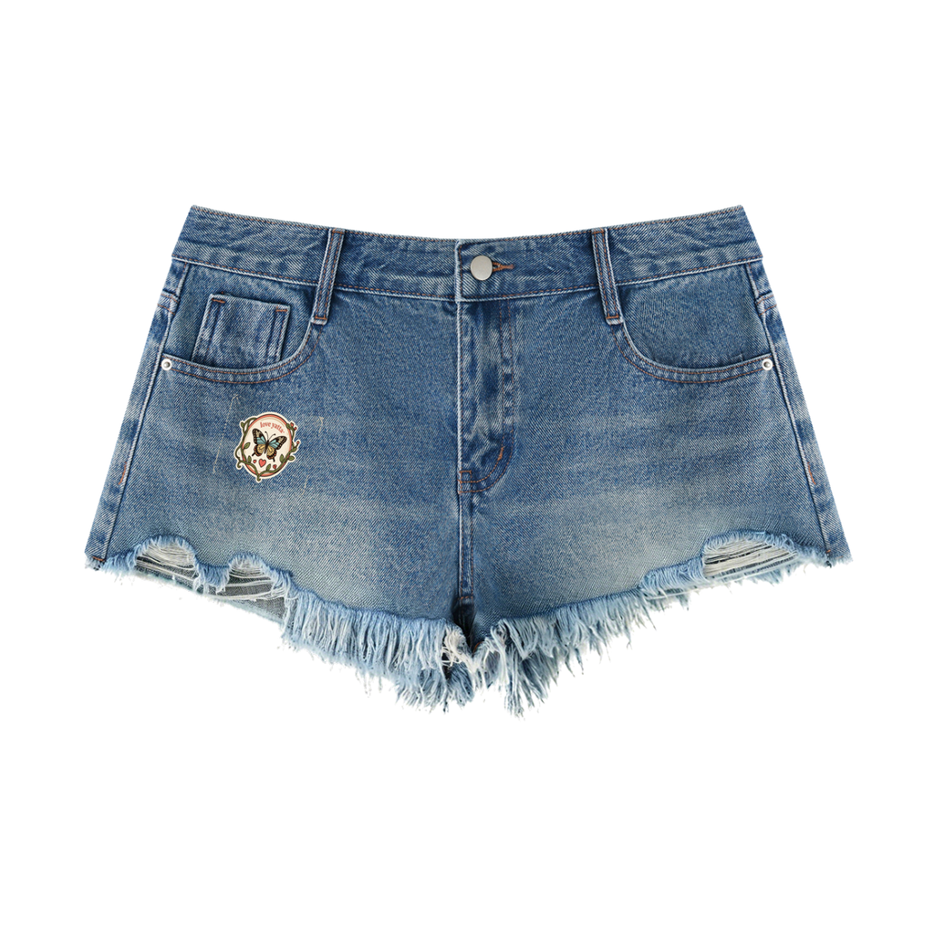 Love Yatta Vintage Wash Raw Hem Denim Shorts Limited