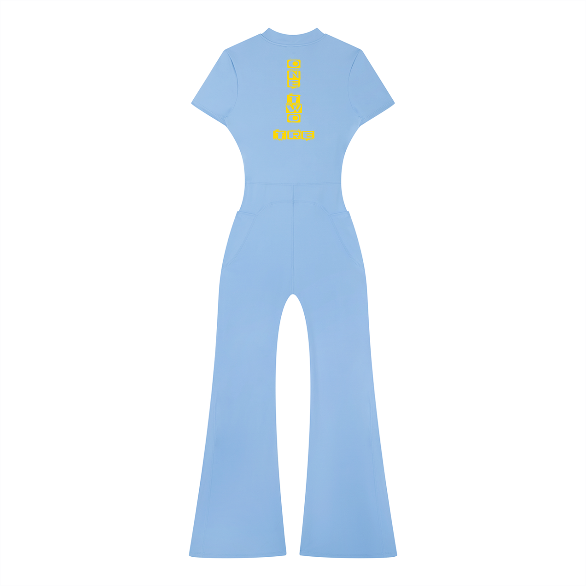 One two tre Women’s Tight Flared Leg Quarter-Zip Jumpsuit