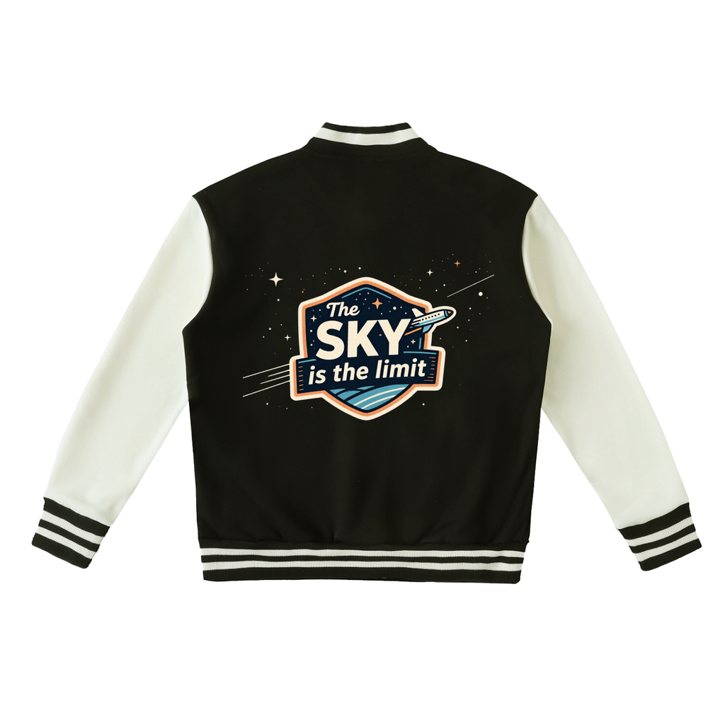 The sky is the limit Two-Tone Fleeced Varsity Jacket