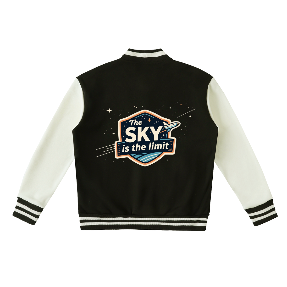The sky is the limit Two-Tone Fleeced Varsity Jacket