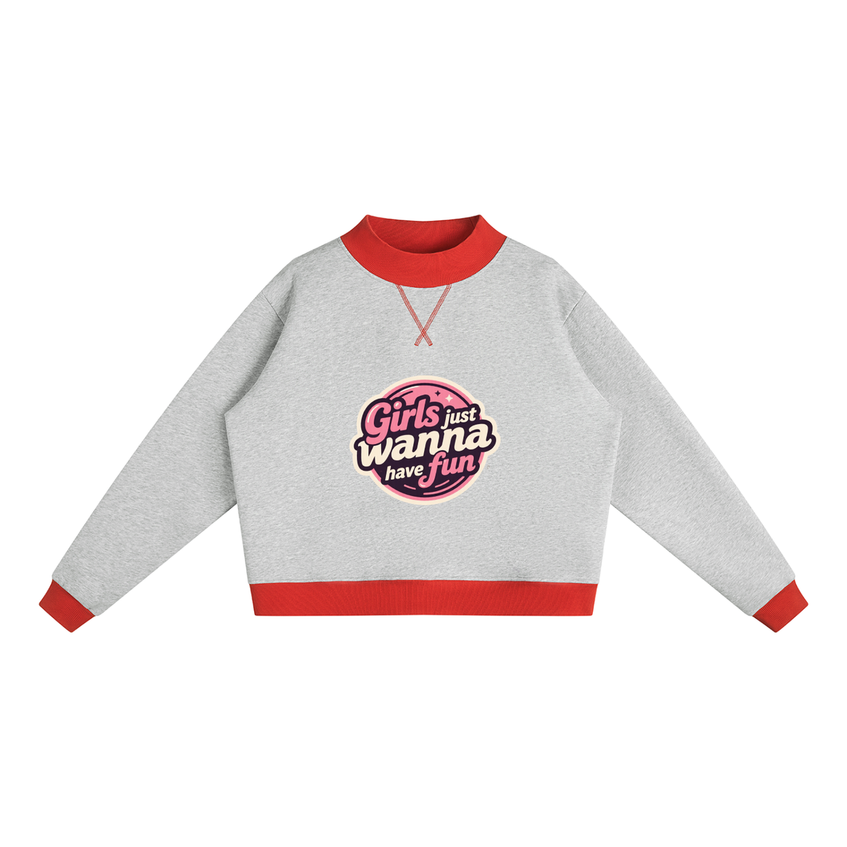 Gjwhf Women’s Mock Neck Crewneck Sweatshirt