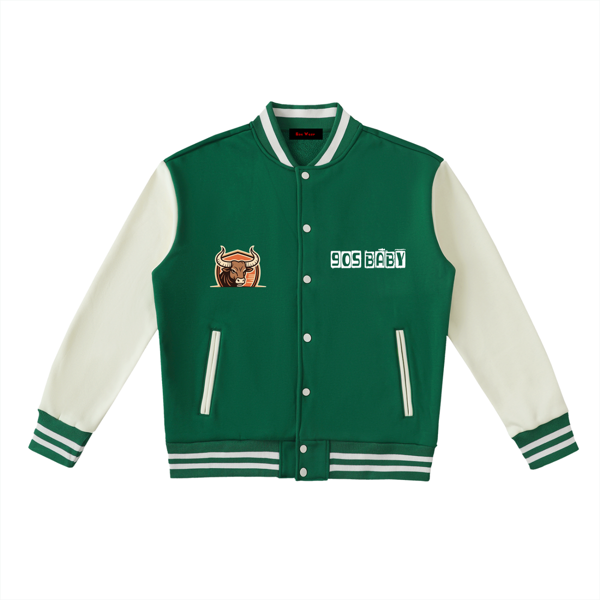 Dra day Two-Tone Fleeced Varsity Jacket