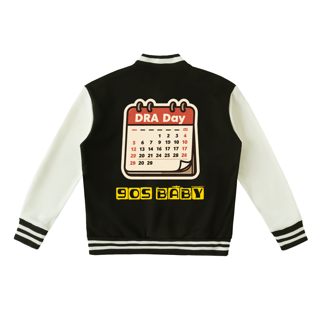 Dra day Two-Tone Fleeced Varsity Jacket
