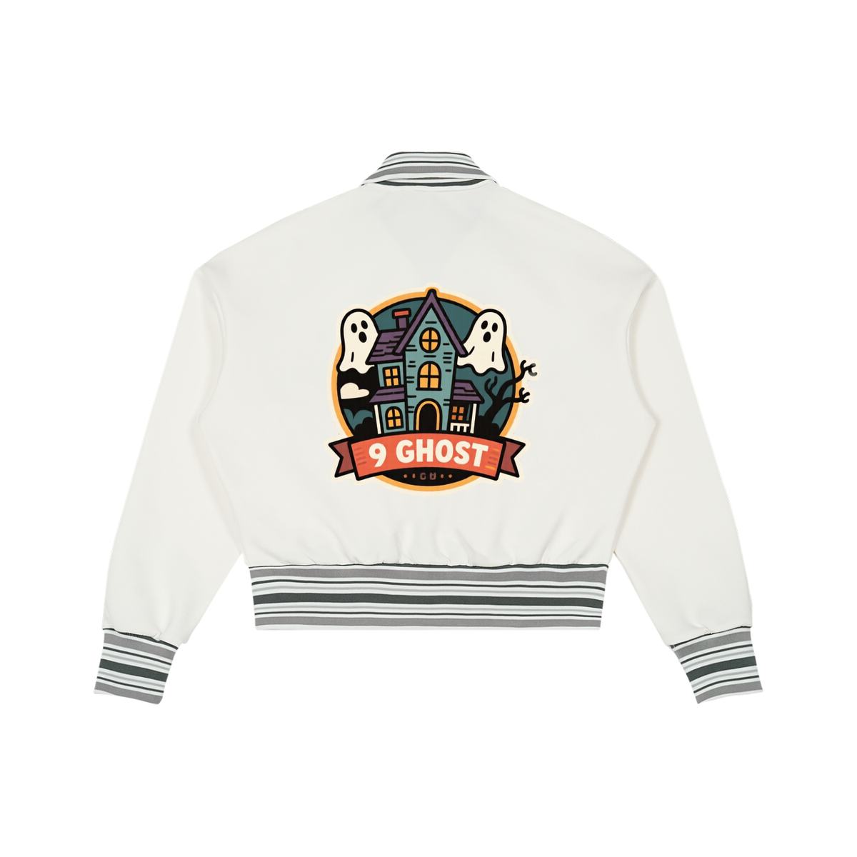 9 ghost Striped Rib Collar Zip Jacket