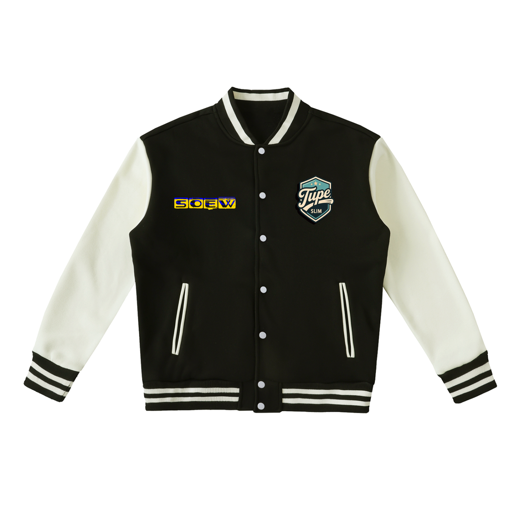 Tupe Slim Two-Tone Fleeced Varsity Jacket