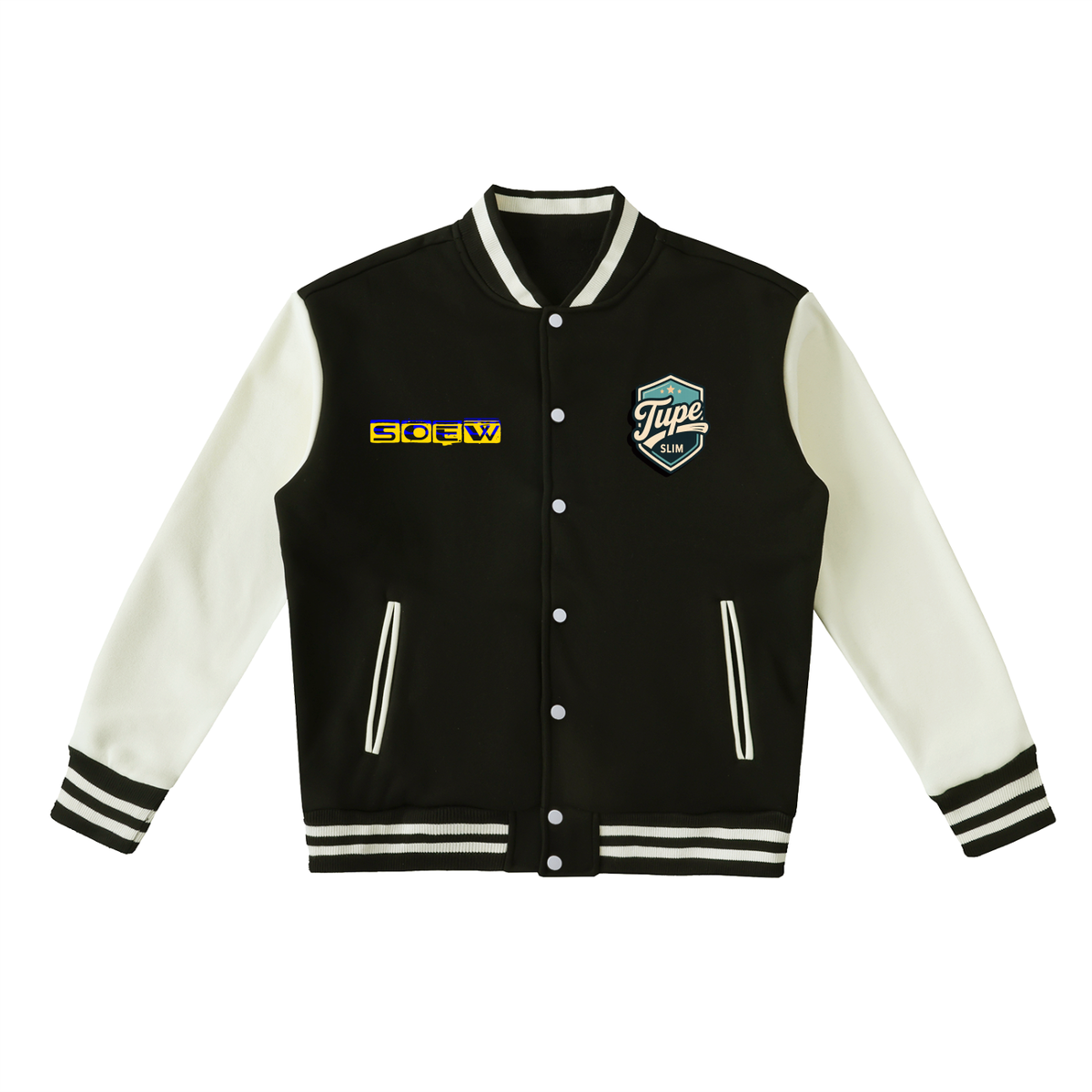 Tupe Slim Two-Tone Fleeced Varsity Jacket