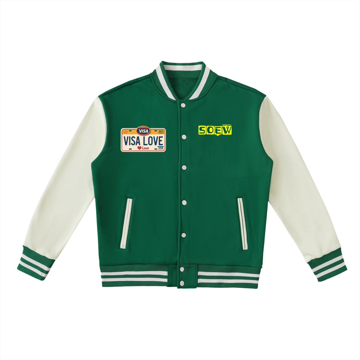 Visa Love Two-Tone Fleeced Varsity Jacket