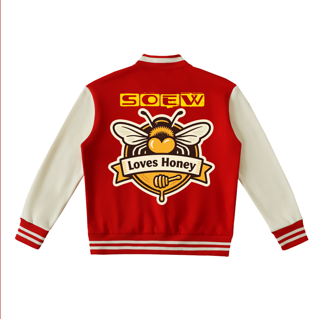 Bee's loves honey Two-Tone Fleeced Varsity Jacket