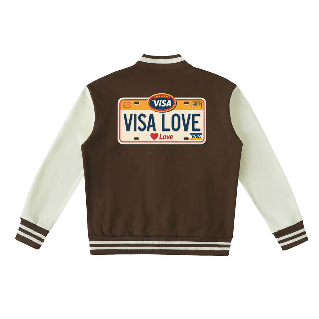 Visa Love Two-Tone Fleeced Varsity Jacket