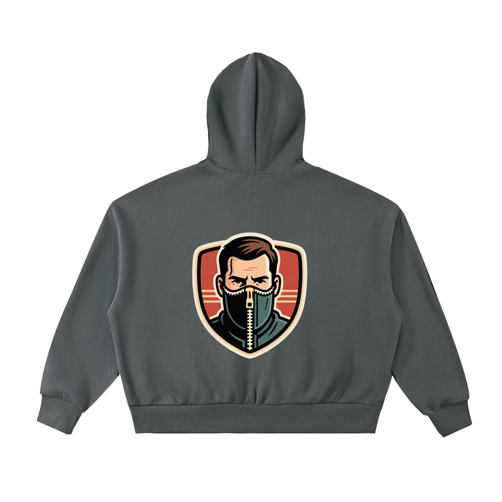 No face Fleeced Full-Zip Boxy Hoodie