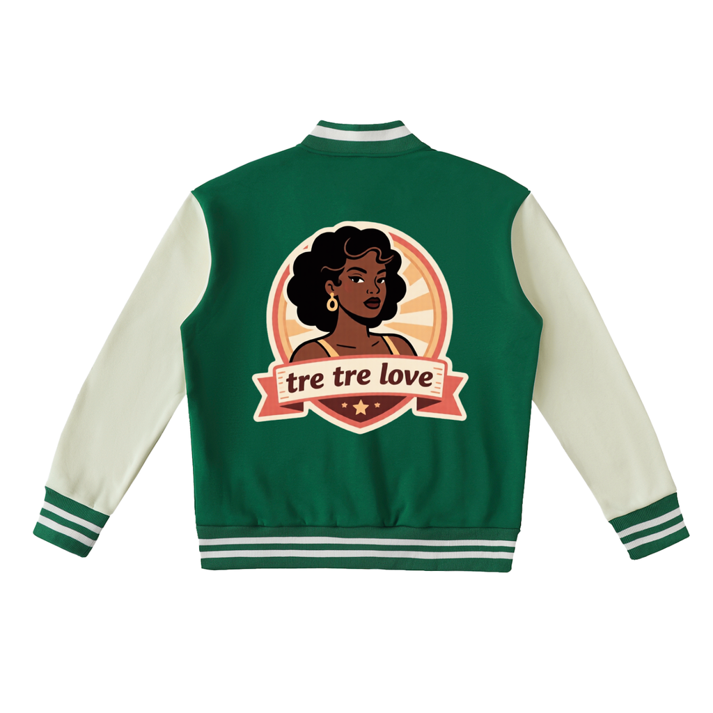 Tre Tre Love Two-Tone Fleeced Varsity Jacket