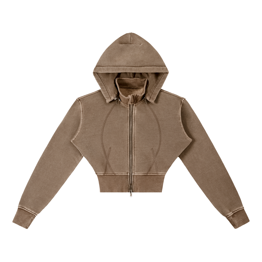 Truly tre Vintage Washed Cropped Fleece Hoodie