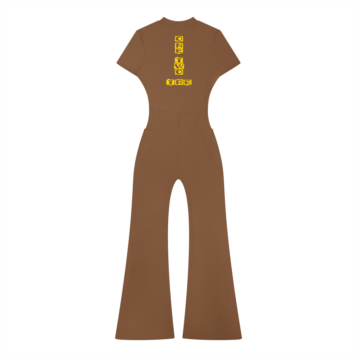 One two tre Women’s Tight Flared Leg Quarter-Zip Jumpsuit