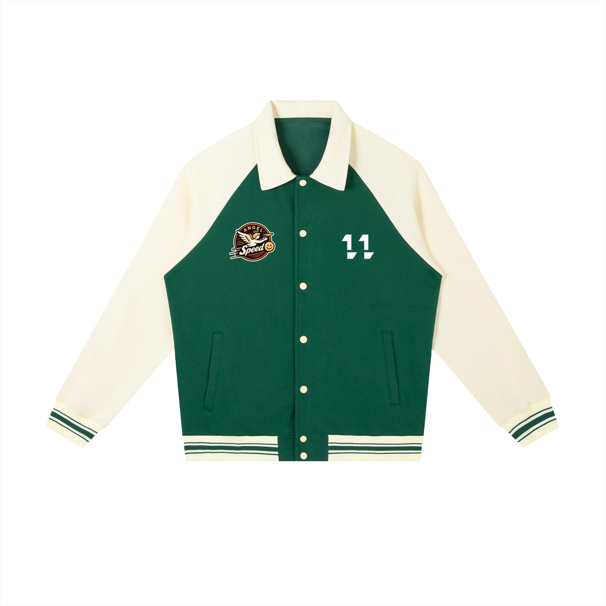 Angel speed  9/7/2026 <Raglan Sleeve Baseball Jacket