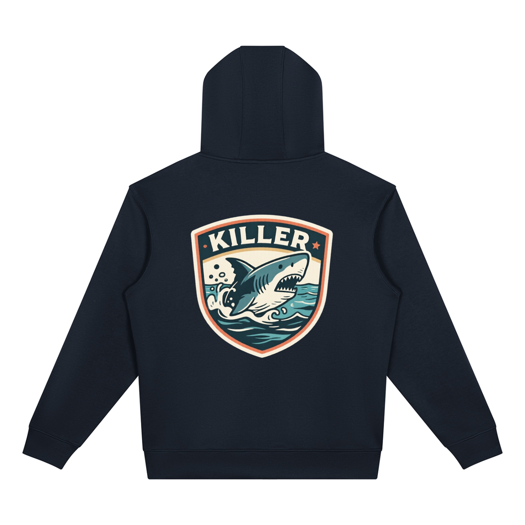 Killer shark Drop Shoulder Full Zip Hoodie