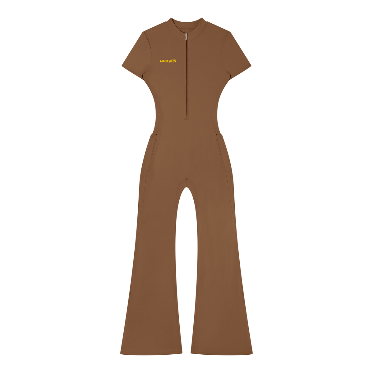 One two tre Women’s Tight Flared Leg Quarter-Zip Jumpsuit