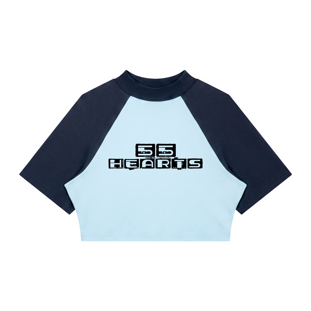 55 hearts Women’s Color Block Raglan Crop T-Shirt