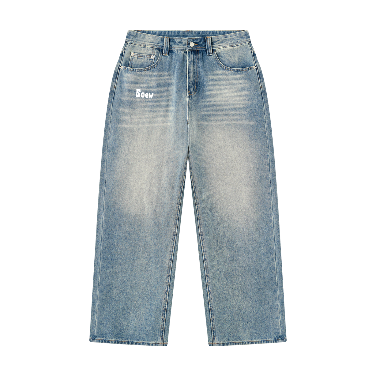 Soew Men’s Vintage Wash Denim Jeans