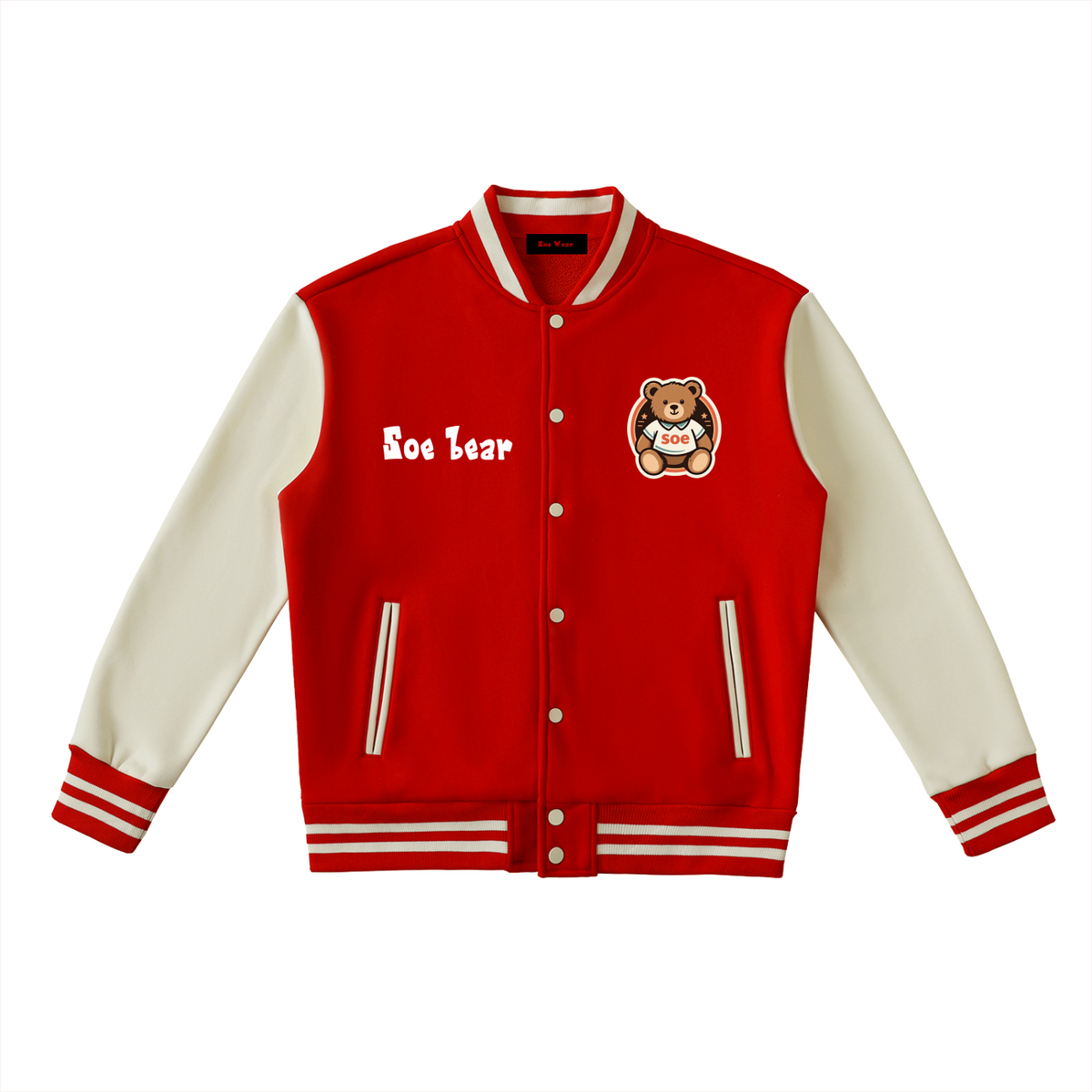 Soe bear Two-Tone Fleeced Varsity Jacket