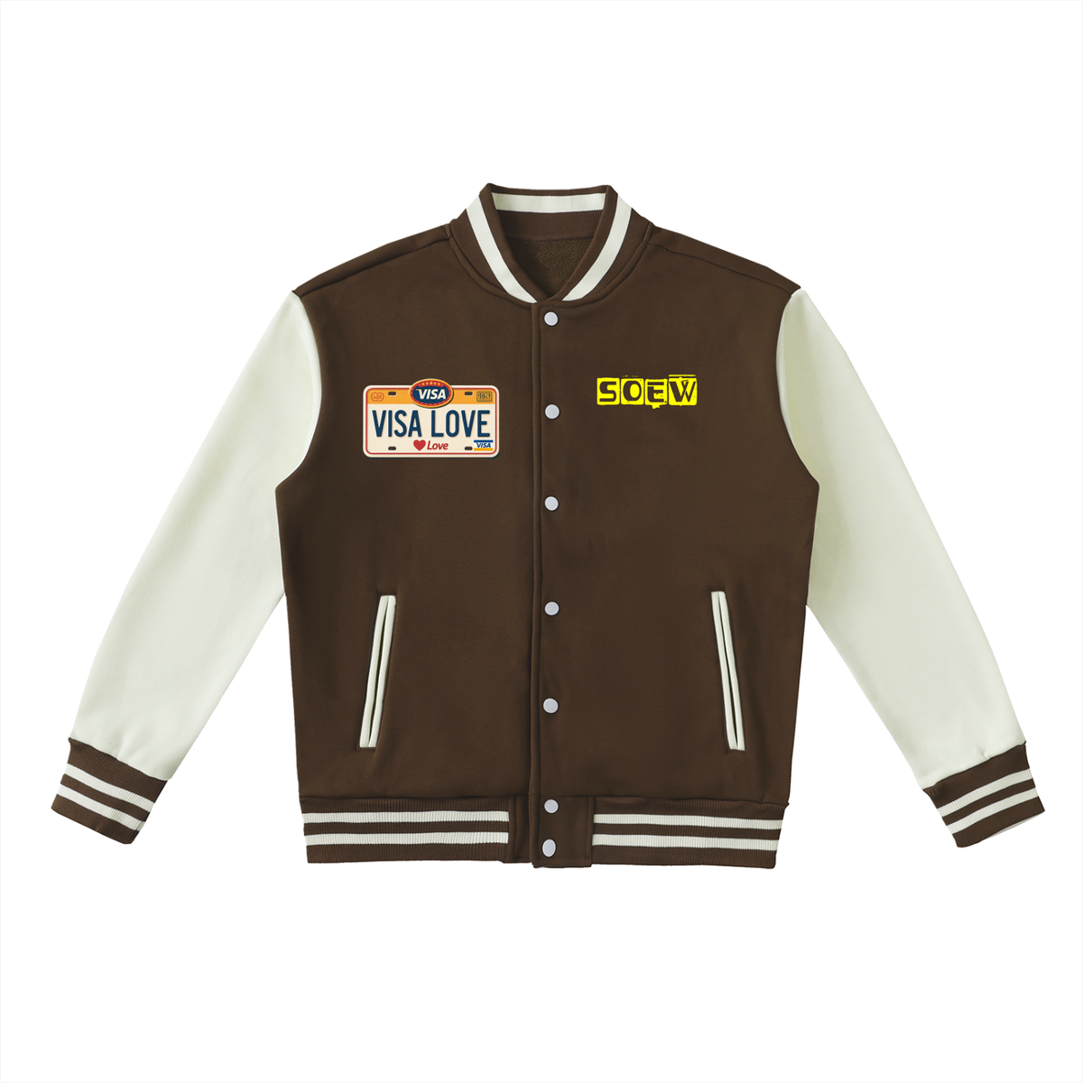 Visa Love Two-Tone Fleeced Varsity Jacket
