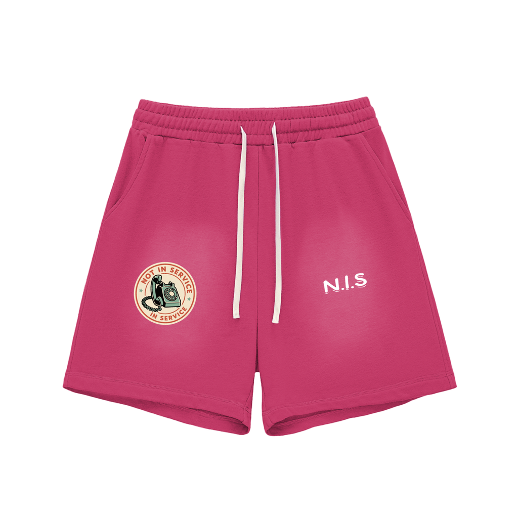 Men Not in Service Sun Fade Raw Edge Cotton Shorts