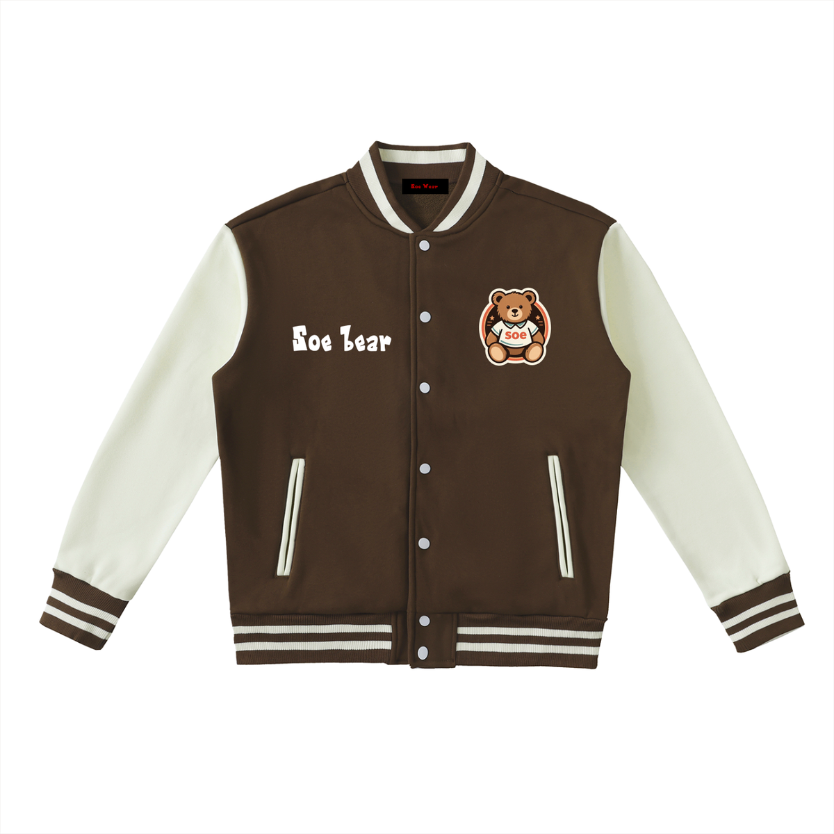Soe bear Two-Tone Fleeced Varsity Jacket