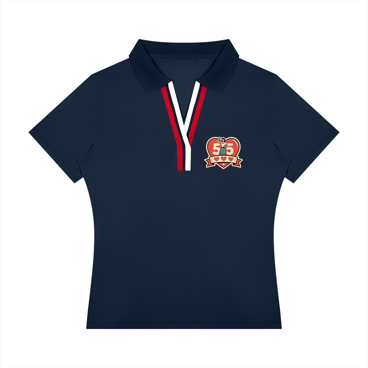 55 hearts Women’s Color Block Polo Shirt
