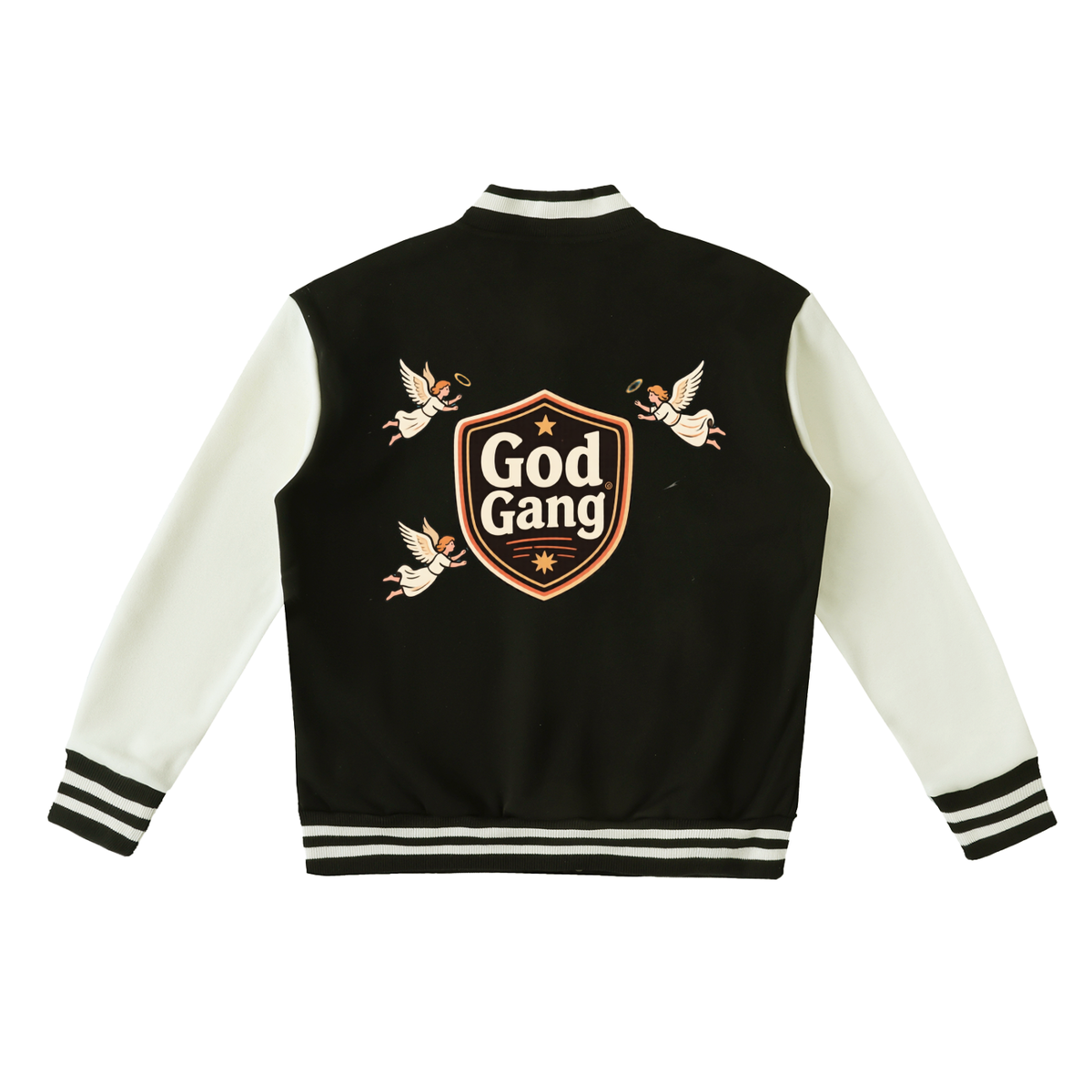 Two-Tone God Gang Fleeced Varsity Jacket