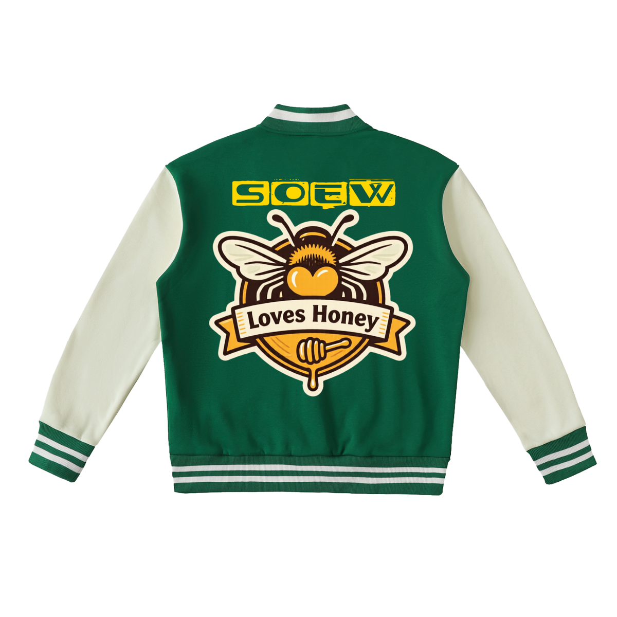 Bee's loves honey Two-Tone Fleeced Varsity Jacket