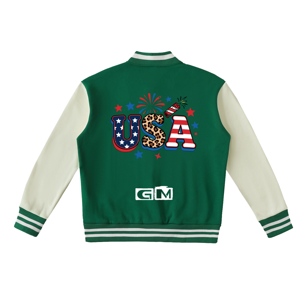 Two-Tone Fleeced Varsity Jacket