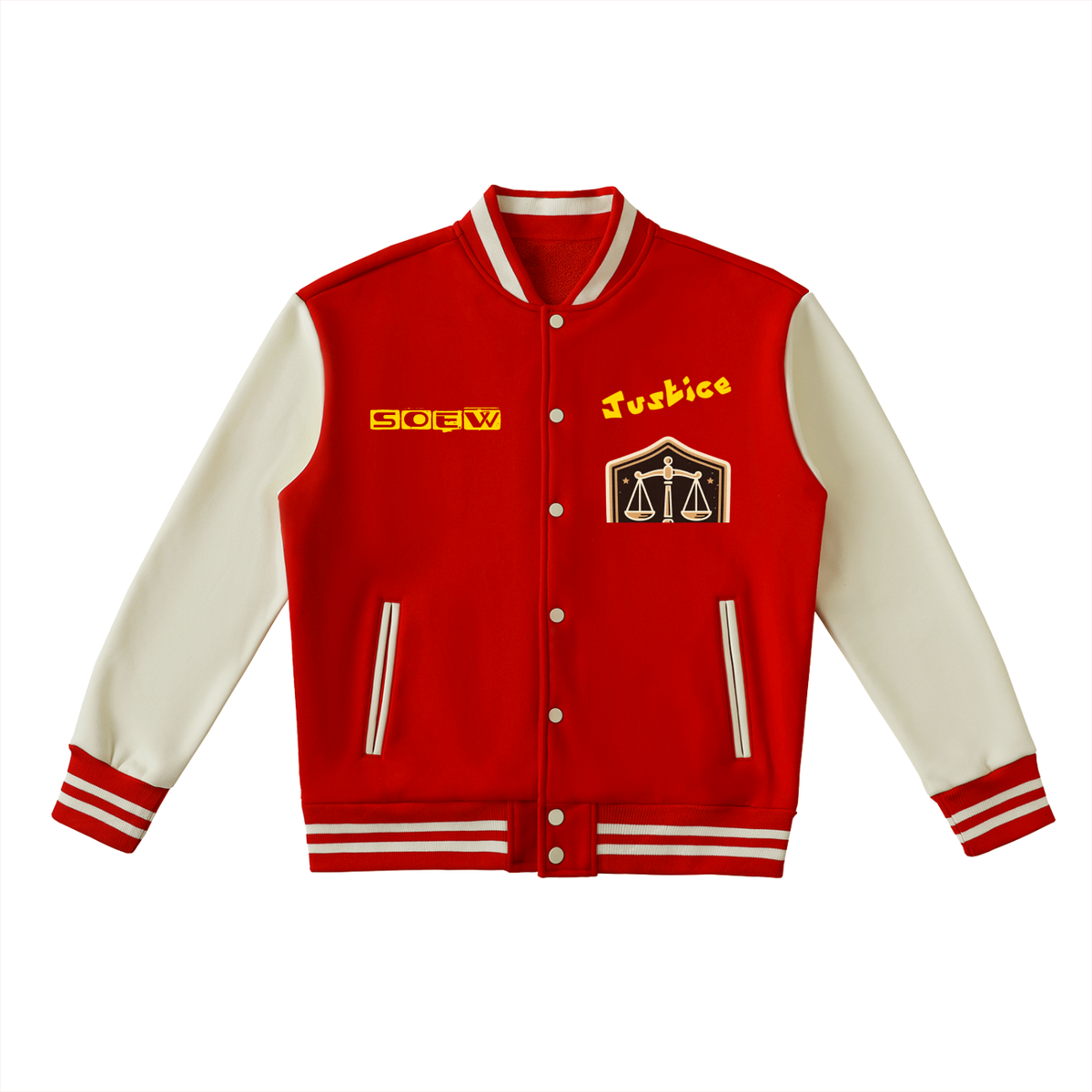 Justice Libra scale Two-Tone Fleeced Varsity Jacket