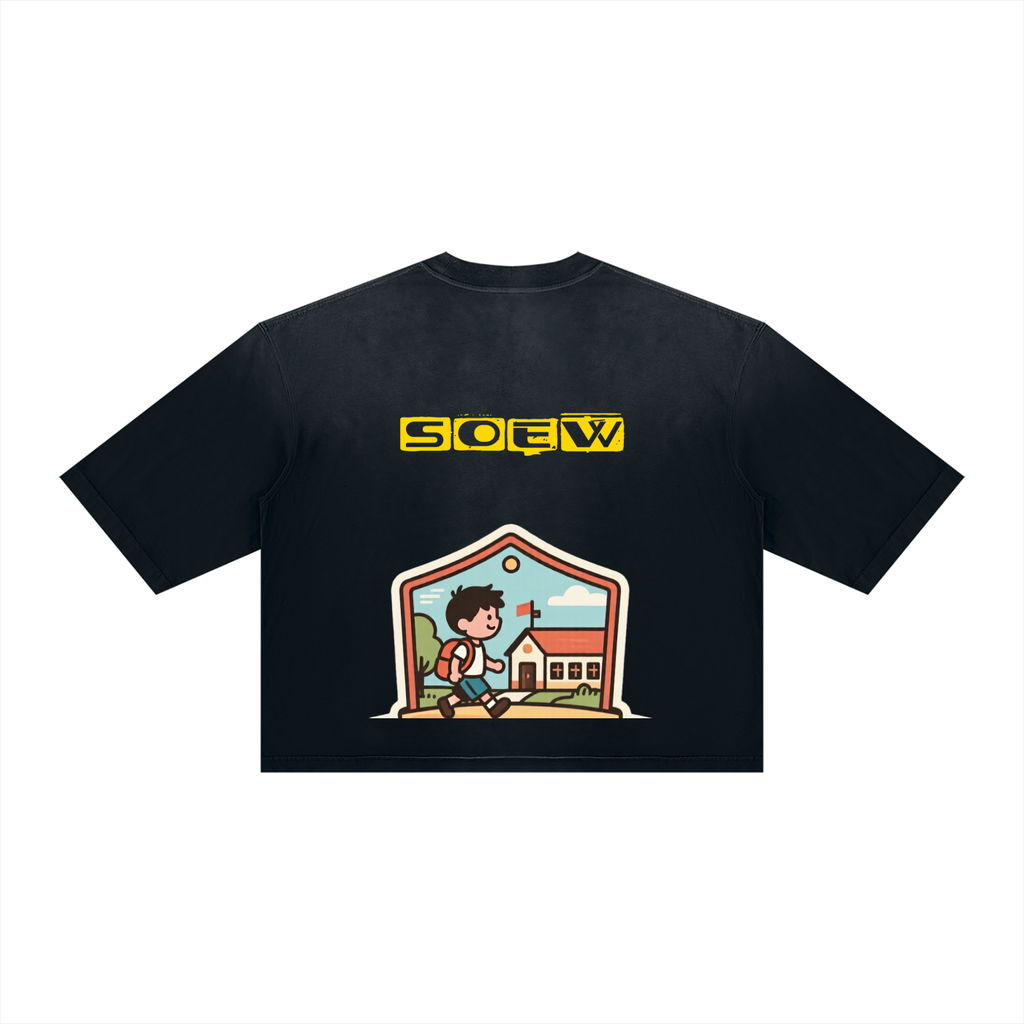School kid Unisex Vintage Wash Sunfade Boxy T-Shirt
