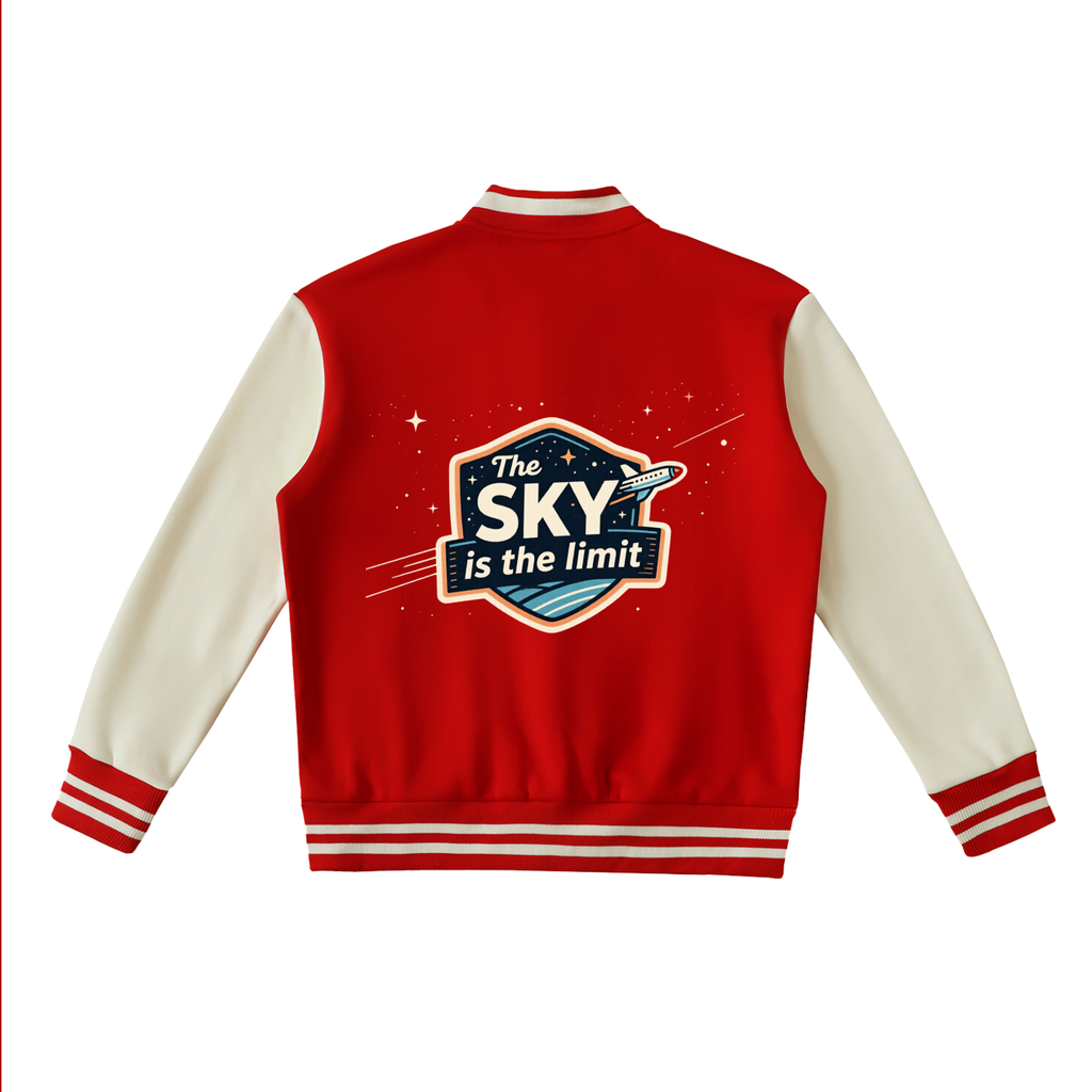 The sky is the limit Two-Tone Fleeced Varsity Jacket